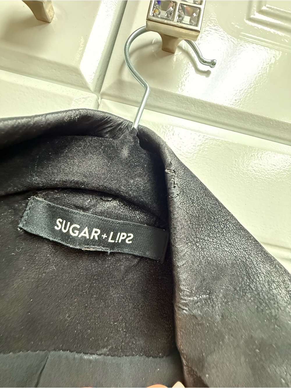 Sugar Lips Studded Black Leather Moto Jacket M - Picture 5 of 7